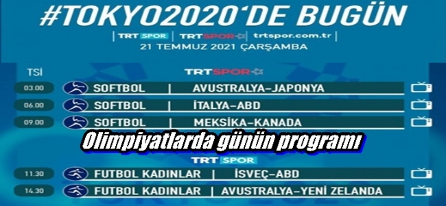  Olimpiyatlarda günün programı